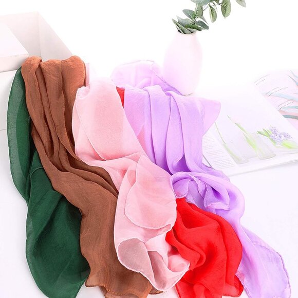 6 Pieces Chiffon Scarf 1950s Square Neck Head Scarfs Vintage Soft Polyester for - Picture 7 of 7